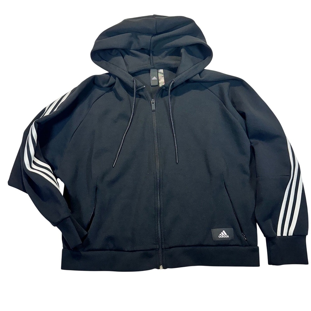 Adidas Essentials Future Icons Womens Black 3-Stripe Full Zip Track Jacket XL